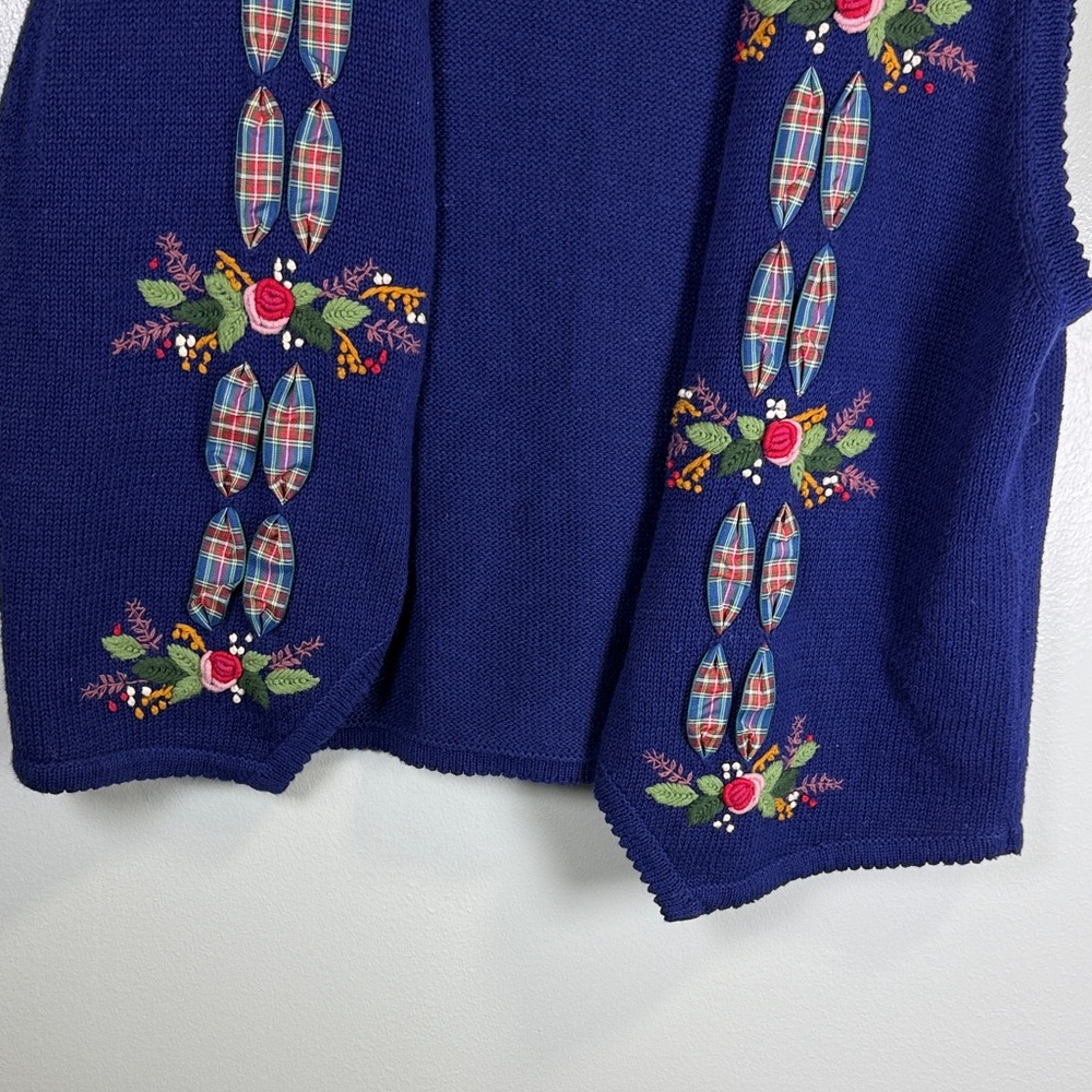 Vintage 90’s Susan Bristol‎ Royal Blue Knit Vest Sz Large - Picture 6 of 8